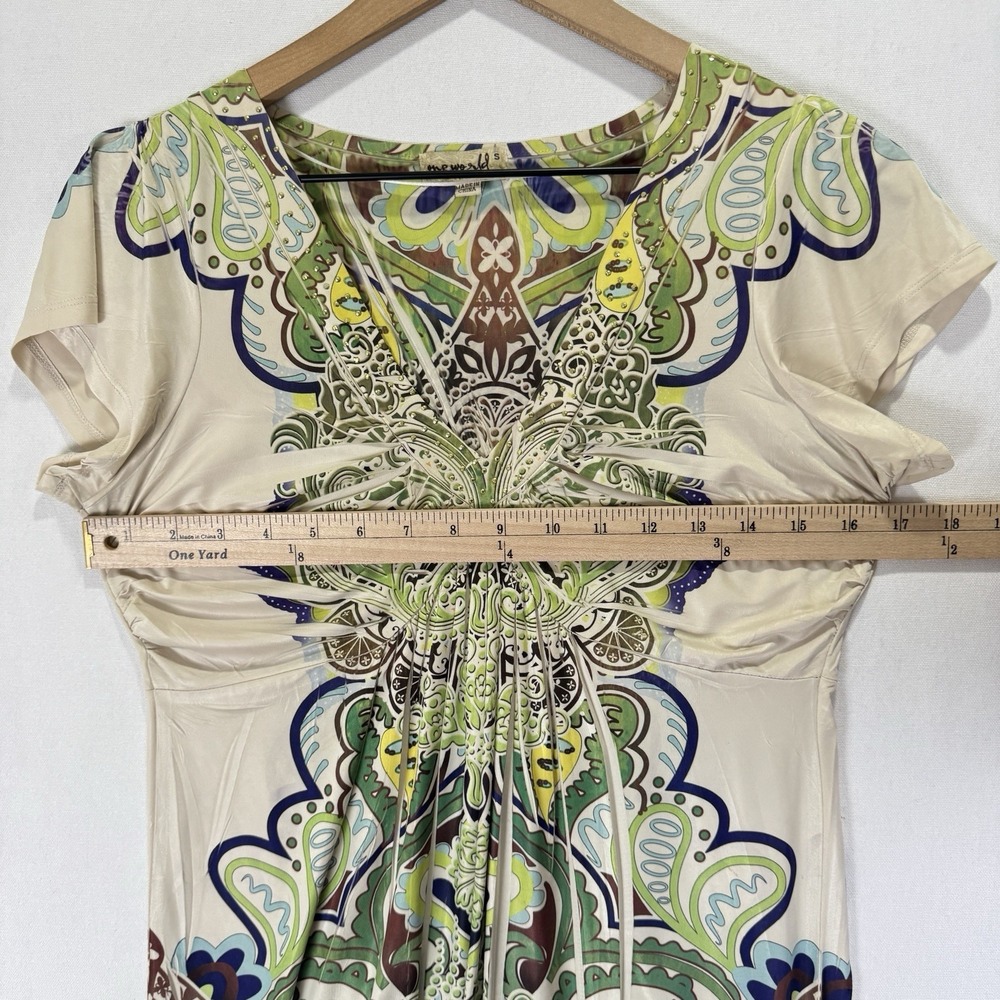 One World Top Womens Small Green Brown Embellished Whimsigoth Fairy Grunge Tunic - Picture 13 of 16